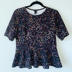 H&M • Confetti Dots Peplum Flare Crop Top M